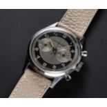 A RARE GENTLEMAN'S LARGE SIZE STAINLESS STEEL EXCELSIOR PARK "WATERPROOF" CHRONOGRAPH WRIST WATCH