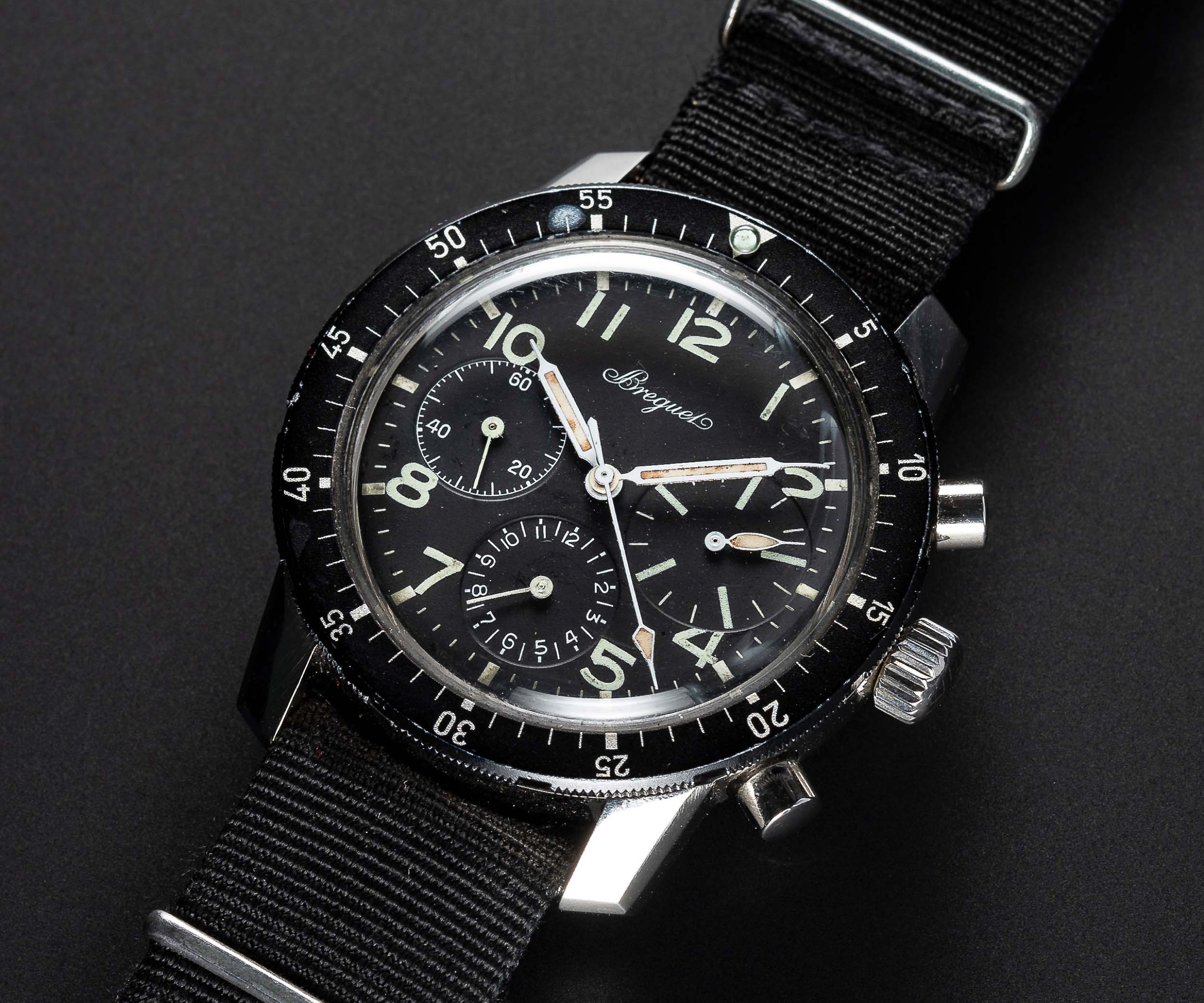 A RARE GENTLEMAN'S STAINLESS STEEL BREGUET TYPE XX FLYBACK CHRONOGRAPH PILOTS WRIST WATCH CIRCA