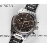 AN EXTREMELY RARE GENTLEMAN'S STAINLESS STEEL OMEGA SPEEDMASTER CHRONOGRAPH BRACELET WATCH DATED