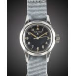 A GENTLEMAN'S STAINLESS STEEL BRITISH MILITARY JAEGER LECOULTRE MARK 11 RAF PILOTS WRIST WATCH DATED