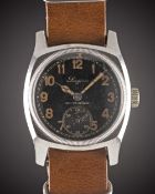 A GENTLEMAN'S STAINLESS STEEL CZECH MILITARY AIR FORCE LONGINES PILOTS WRIST WATCH CIRCA 1940s