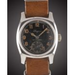 A GENTLEMAN'S STAINLESS STEEL CZECH MILITARY AIR FORCE LONGINES PILOTS WRIST WATCH CIRCA 1940s