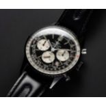 A VERY RARE GENTLEMAN'S BLACK COATED BREITLING NAVITIMER CHRONOGRAPH WRIST WATCH CIRCA 1970s, REF.