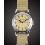 A GENTLEMAN'S BRITISH MILITARY LECOULTRE RAF PILOTS WRIST WATCH CIRCA 1940, WITH ORIGINAL DIAL