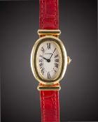 A RARE LADIES 18K SOLID GOLD CARTIER BAIGNOIRE "CONCEALED CLASP" WRIST WATCH CIRCA 1990s, REF.