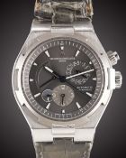 A GENTLEMAN'S STAINLESS STEEL VACHERON CONSTANTIN OVERSEAS DUAL TIME POWER RESERVE CALENDAR WRIST