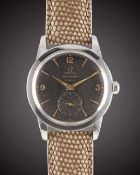 A GENTLEMAN'S STAINLESS STEEL OMEGA SEAMASTER AUTOMATIC WRIST WATCH CIRCA 1950, REF. C2576-2 WITH