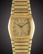 A RARE GENTLEMAN'S 18K SOLID GOLD IWC DA VINCI BRACELET WATCH CIRCA 1970s, WITH BRUSHED GOLD DIAL,