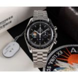 A RARE GENTLEMAN'S STAINLESS STEEL OMEGA SPEEDMASTER PROFESSIONAL "APOLLO XIII" CHRONOGRAPH BRACELET