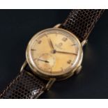 A RARE GENTLEMAN'S 18K SOLID YELLOW GOLD OMEGA CHRONOMETRE WRIST WATCH CIRCA 1944, WITH TWO TONE