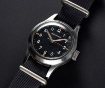 A RARE GENTLEMAN'S STAINLESS STEEL BRITISH MILITARY JAEGER LECOULTRE MARK 11 RAF PILOTS WRIST