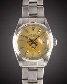 A RARE GENTLEMAN'S STAINLESS STEEL ROLEX OYSTER PERPETUAL DATE BRACELET WATCH CIRCA 1966, REF.