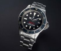 A RARE GENTLEMAN'S STAINLESS STEEL ROLEX OYSTER PERPETUAL "DOUBLE RED" SEA DWELLER SUBMARINER 2000