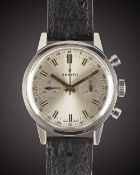 A GENTLEMAN'S STAINLESS STEEL ZENITH CHRONOGRAPH WRIST WATCH CIRCA 1960s, REF. A279 Movement: Manual