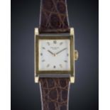 A GENTLEMAN'S 18K SOLID GOLD SQUARE CASED PATEK PHILIPPE WRIST WATCH CIRCA 1920s Movement: Manual