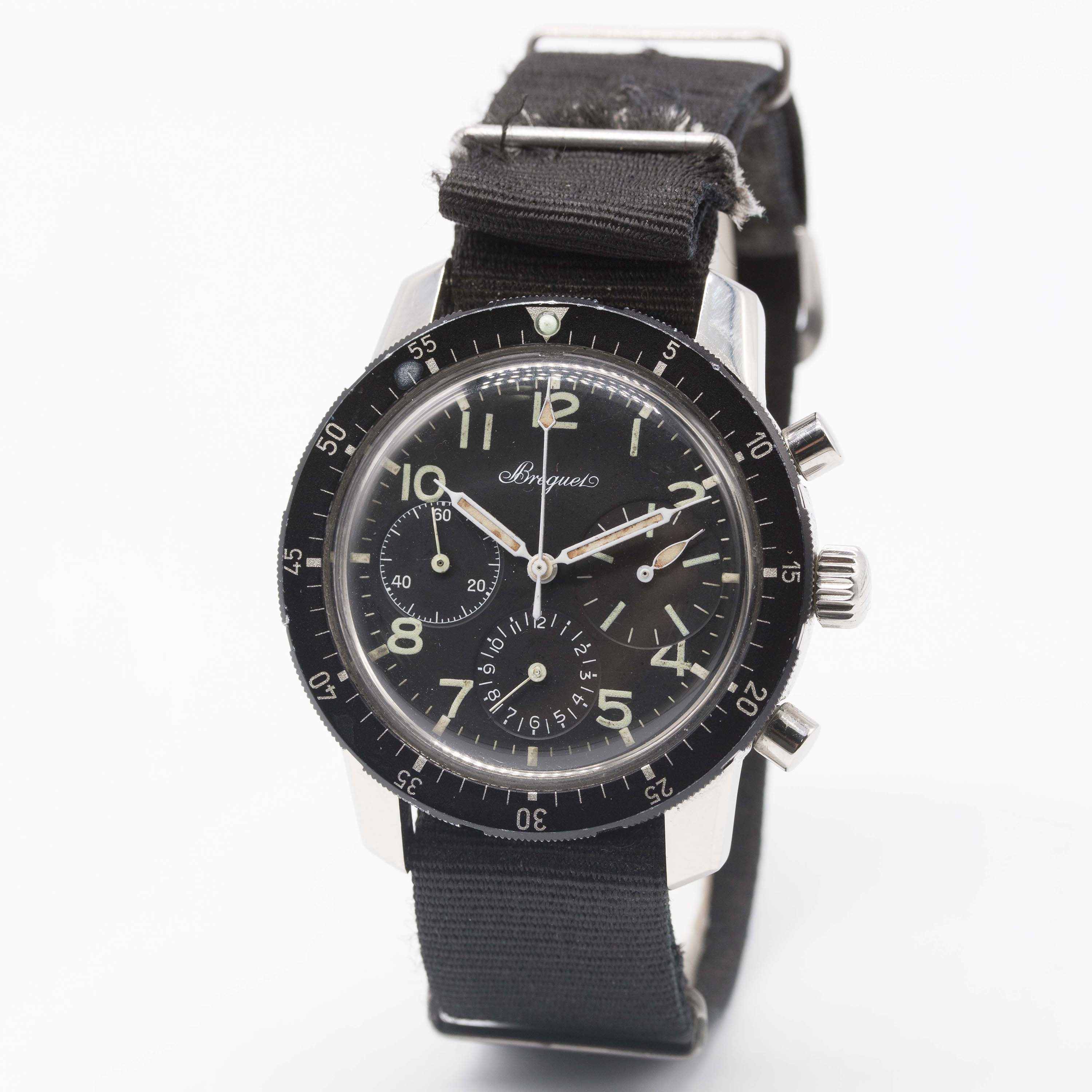 A RARE GENTLEMAN'S STAINLESS STEEL BREGUET TYPE XX FLYBACK CHRONOGRAPH PILOTS WRIST WATCH CIRCA - Image 5 of 11