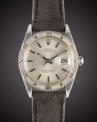 A GENTLEMAN'S STEEL & WHITE GOLD ROLEX OYSTER PERPETUAL DATEJUST TURNOGRAPH WRIST WATCH CIRCA