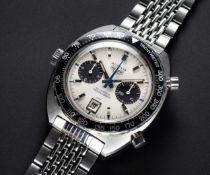 A VERY RARE GENTLEMAN'S STAINLESS STEEL HEUER AUTAVIA "JO SIFFERT" AUTOMATIC CHRONOGRAPH BRACELET