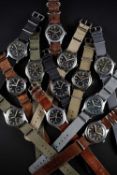 A COMPLETE SET OF GENTLEMAN'S BRITISH MILITARY "DIRTY DOZEN" W.W.W. WRIST WATCHES CIRCA 1940s, TO