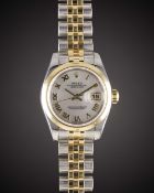 A LADIES STEEL & GOLD ROLEX OYSTER PERPETUAL DATEJUST BRACELET WATCH CIRCA 2006, REF. 179163 WITH