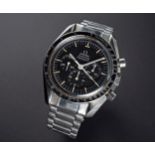 A RARE GENTLEMAN'S STAINLESS STEEL OMEGA SPEEDMASTER PROFESSIONAL CHRONOGRAPH BRACELET WATCH CIRCA