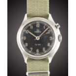 A GENTLEMAN'S STAINLESS STEEL SWEDISH MILITARY LEMANIA TG 195 SINGLE BUTTON "SYNCHRONISATION"