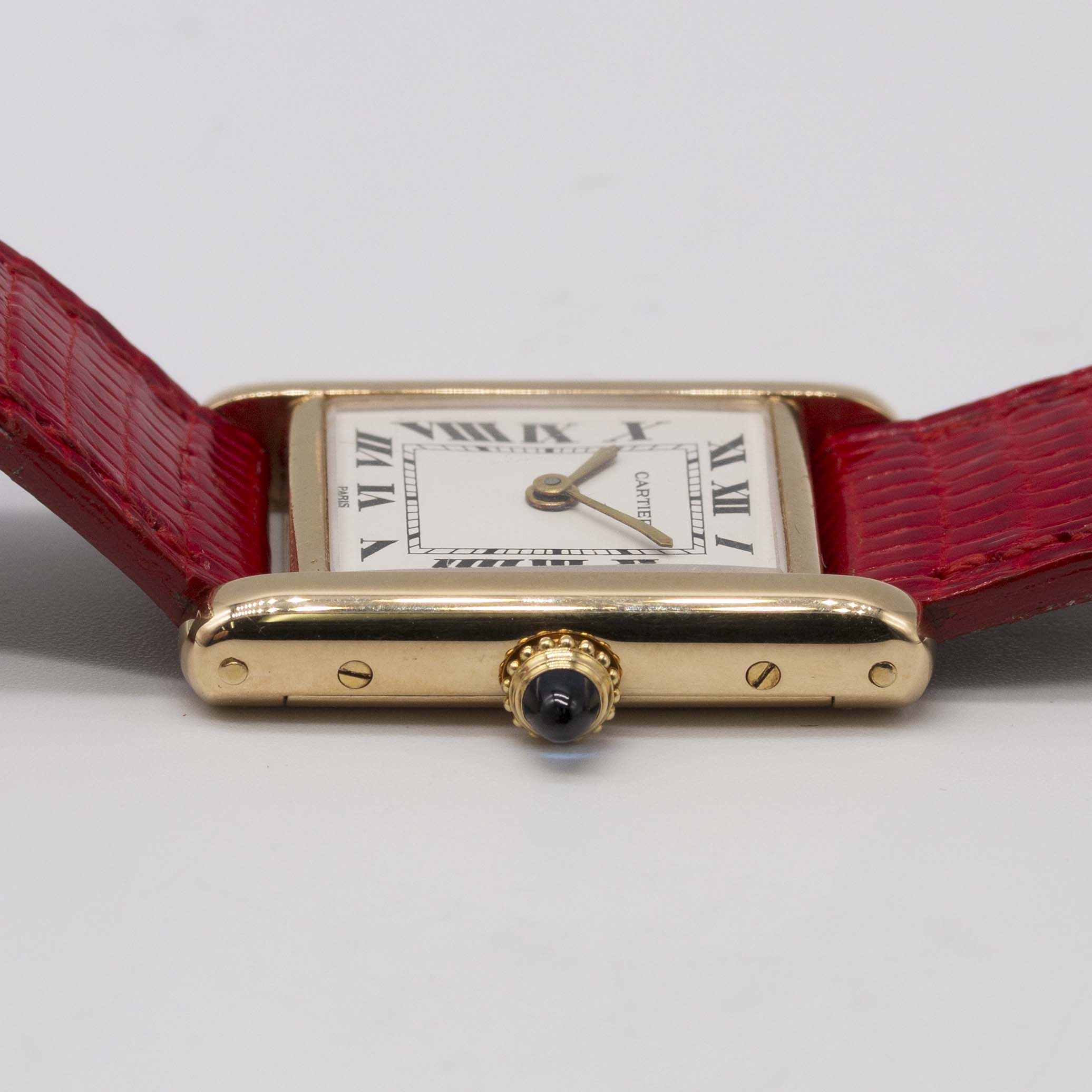 A LADIES 18K SOLID GOLD CARTIER TANK WRIST WATCH CIRCA 1980s Movement: Manual wind, signed - Image 11 of 12