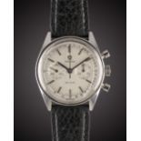 A GENTLEMAN'S STAINLESS STEEL OMEGA DE VILLE CHRONOGRAPH WRIST WATCH CIRCA 1969, REF. 145.017 WITH