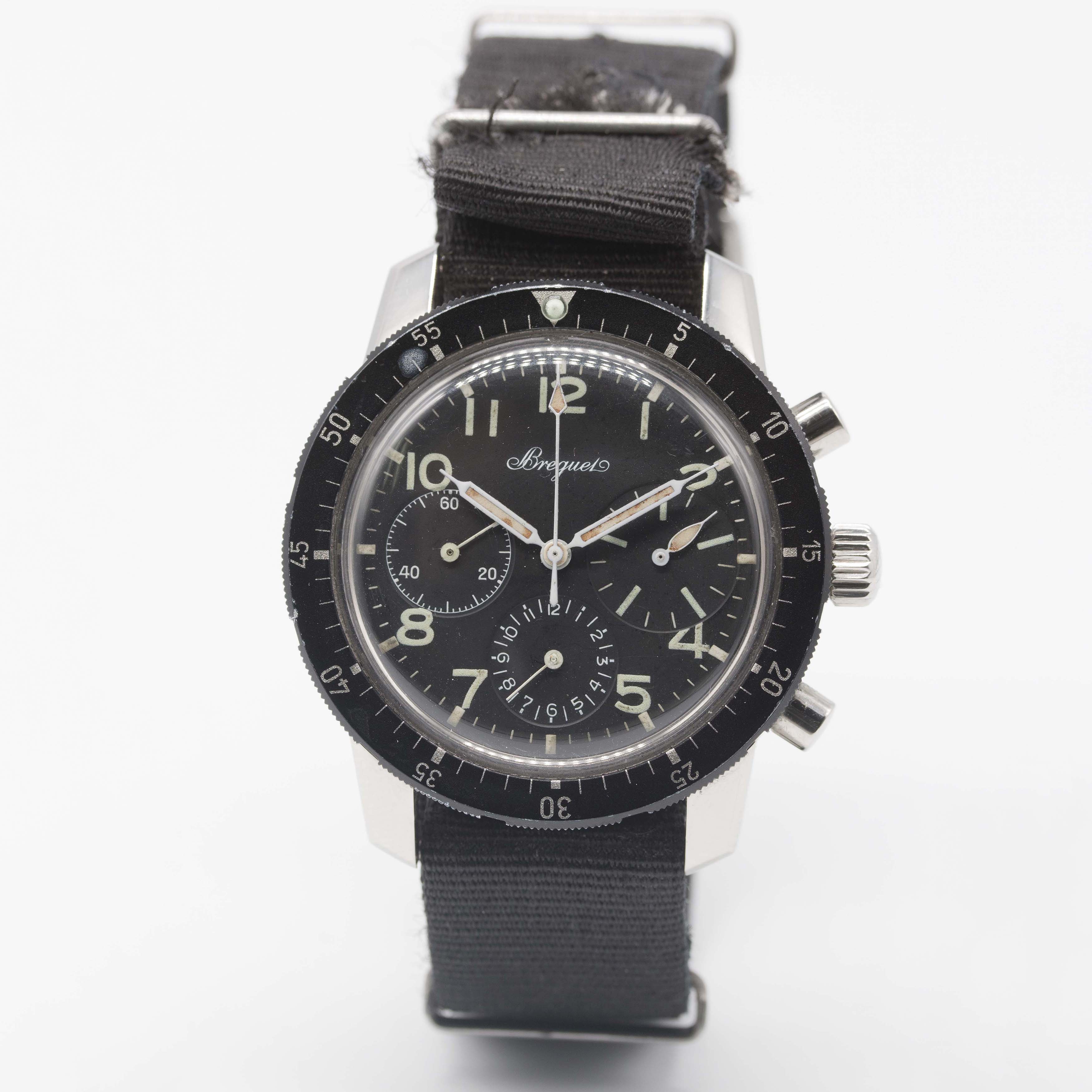 A RARE GENTLEMAN'S STAINLESS STEEL BREGUET TYPE XX FLYBACK CHRONOGRAPH PILOTS WRIST WATCH CIRCA - Image 3 of 11