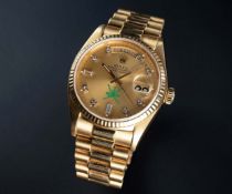 A FINE & VERY RARE GENTLEMAN'S 18K SOLID YELLOW GOLD ROLEX OYSTER PERPETUAL DAY DATE BRACELET