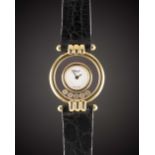 A LADIES 18K SOLID GOLD CHOPARD HAPPY DIAMONDS WRIST WATCH CIRCA 2000, REF. 4105 WITH ORIGINAL BOX