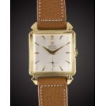 A GENTLEMAN'S 18K SOLID GOLD OMEGA "CIOCCOLATONE" AUTOMATIC WRIST WATCH CIRCA 1947, ORIGINALLY