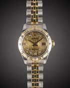 A LADIES STEEL, GOLD & DIAMOND ROLEX OYSTER PERPETUAL DATEJUST BRACELET WATCH DATED 2009, REF.