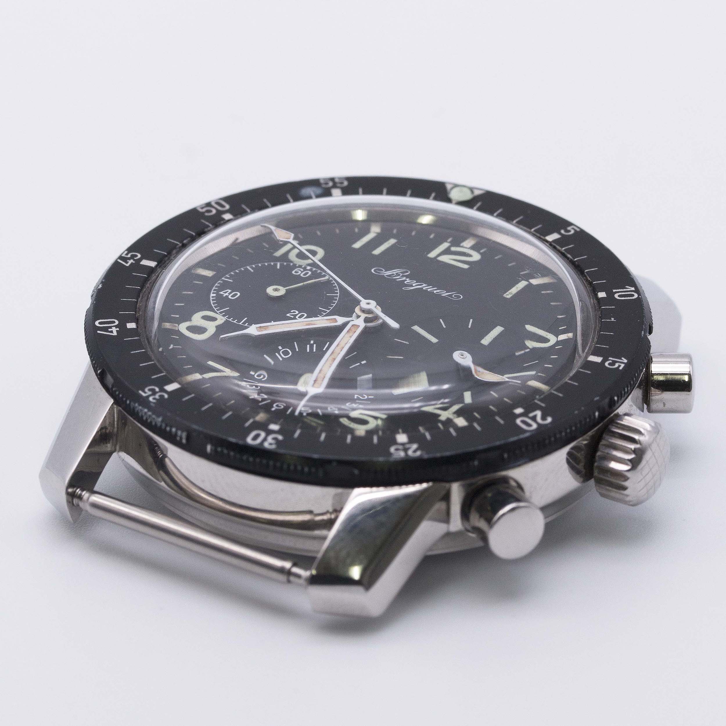 A RARE GENTLEMAN'S STAINLESS STEEL BREGUET TYPE XX FLYBACK CHRONOGRAPH PILOTS WRIST WATCH CIRCA - Image 4 of 11