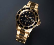 A FINE & RARE GENTLEMAN'S 18K SOLID YELLOW GOLD ROLEX OYSTER PERPETUAL DATE SUBMARINER BRACELET