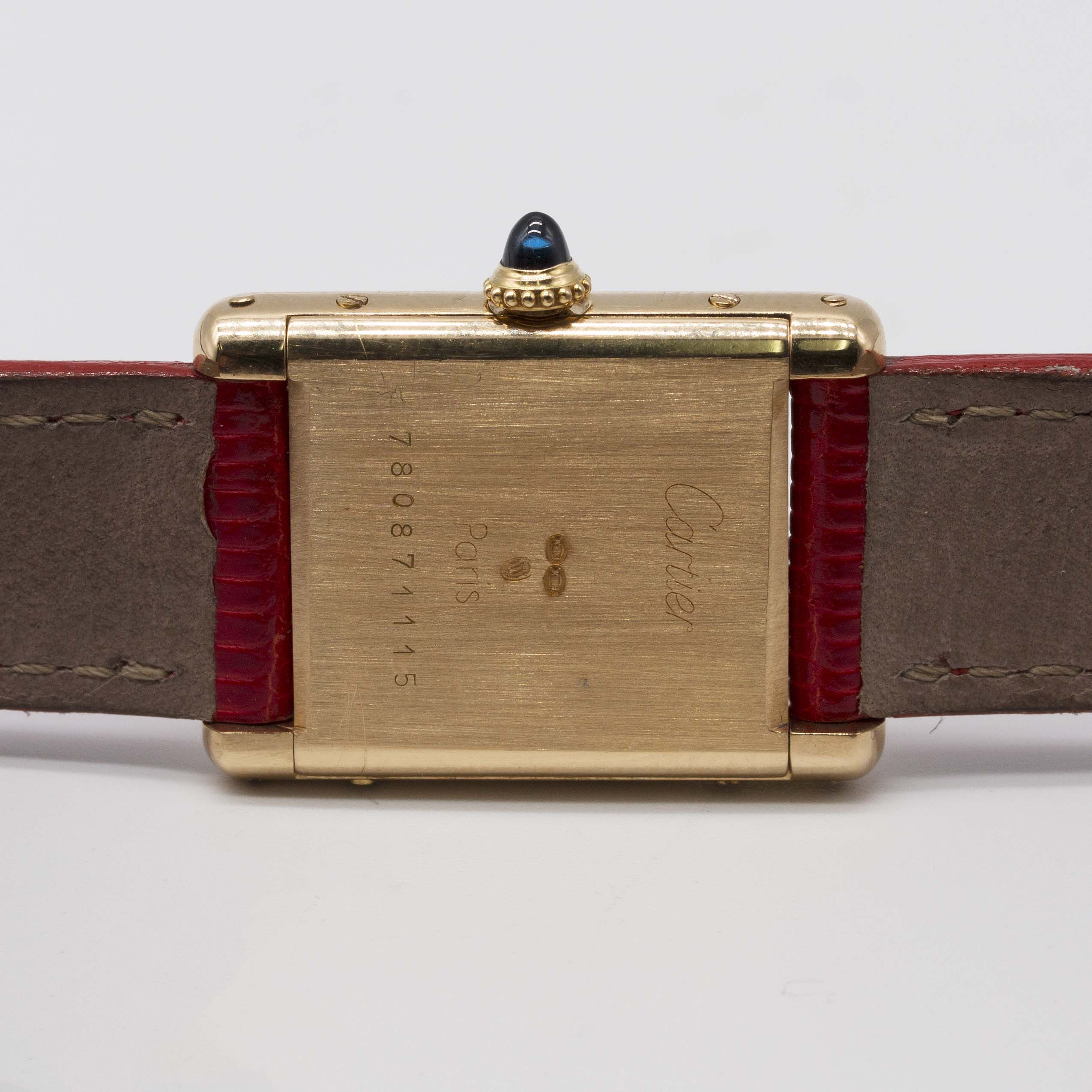 A LADIES 18K SOLID GOLD CARTIER TANK WRIST WATCH CIRCA 1980s Movement: Manual wind, signed - Image 7 of 12