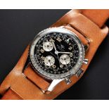 A RARE GENTLEMAN'S STAINLESS STEEL BREITLING NAVITIMER 24 HOUR "COSMONAUTE" CHRONOGRAPH WRIST