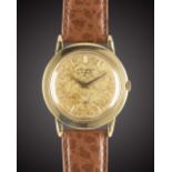 A GENTLEMAN'S 18K SOLID GOLD MOVADO AUTOMATIC 331 WRIST WATCH CIRCA 1950s, REF. 8434 WITH GOLD "