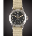 A GENTLEMAN'S STAINLESS STEEL BRITISH MILITARY OMEGA W.W.W. WRIST WATCH CIRCA 1940s, PART OF THE "