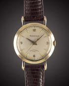 A GENTLEMAN'S 9CT SOLID GOLD JAEGER LECOULTRE WRIST WATCH CIRCA 1955, RETAILED BY PIDDUCK & SONS LTD
