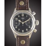 A GENTLEMAN'S GERMAN MILITARY HANHART LUFTWAFFE PILOTS FLYBACK CHRONOGRAPH WRIST WATCH CIRCA 1940