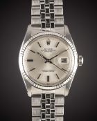 A GENTLEMAN'S STEEL & WHITE GOLD ROLEX OYSTER PERPETUAL DATEJUST BRACELET WATCH CIRCA 1972, REF.