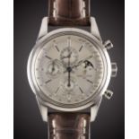 A GENTLEMAN'S STAINLESS STEEL BREITLING TRANSOCEAN 1461 PERPETUAL CALENDAR MOONPHASE CHRONOGRAPH