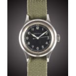 A RARE GENTLEMAN'S STAINLESS STEEL BRITISH MILITARY JAEGER LECOULTRE RAF PILOTS WRIST WATCH DATED