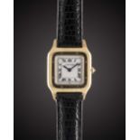 A LADIES 18K SOLID GOLD CARTIER SANTOS WRIST WATCH CIRCA 1990s Movement: Manual wind, signed
