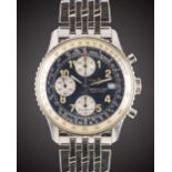 A GENTLEMAN'S STAINLESS STEEL BREITLING "OLD NAVITIMER" AUTOMATIC CHRONOGRAPH BRACELET WATCH DATED