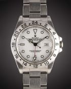 A GENTLEMAN'S STAINLESS STEEL ROLEX OYSTER PERPETUAL DATE EXPLORER II BRACELET WATCH DATED 1993,