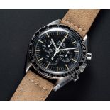 A RARE GENTLEMAN'S STAINLESS STEEL OMEGA SPEEDMASTER PROFESSIONAL CHRONOGRAPH WRIST WATCH CIRCA