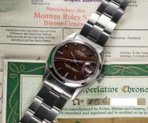 A RARE GENTLEMAN'S STAINLESS STEEL ROLEX OYSTER PERPETUAL DATE BRACELET WATCH DATED 1964, REF.