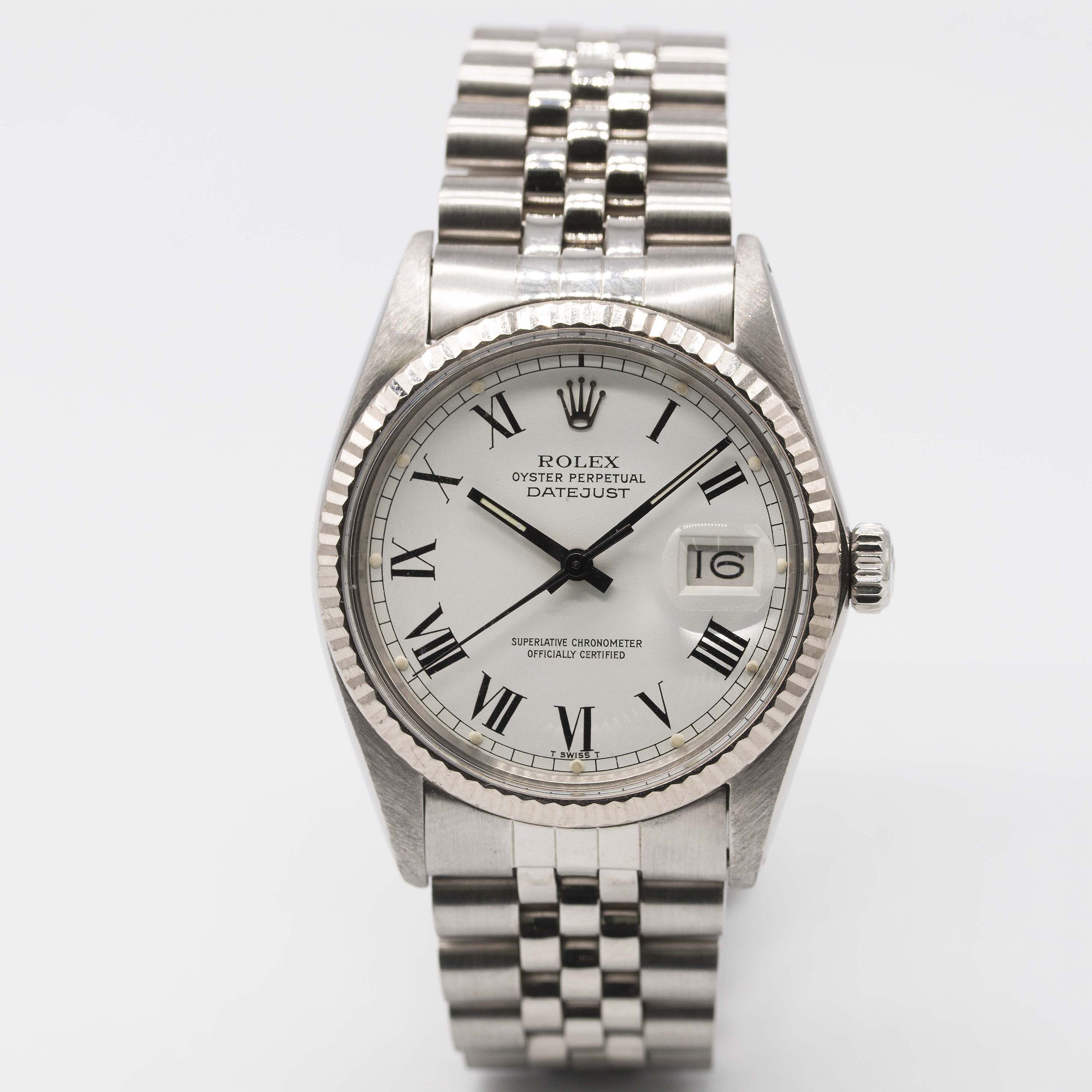 A GENTLEMAN'S STEEL & WHITE GOLD ROLEX OYSTER PERPETUAL DATEJUST BRACELET WATCH CIRCA 1984, REF. - Image 2 of 11